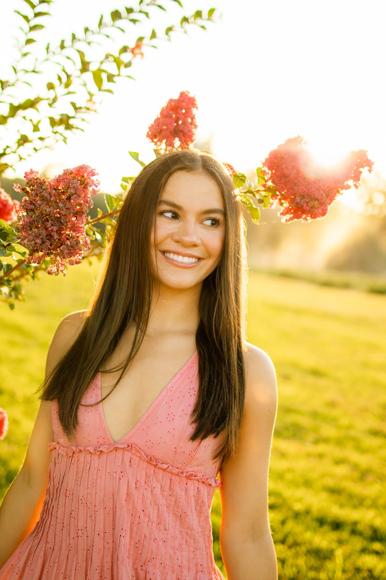 senior portrait with florals